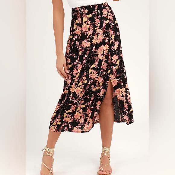 Free People Retro Love Floral Print Midi Skirt - Picture 1 of 13